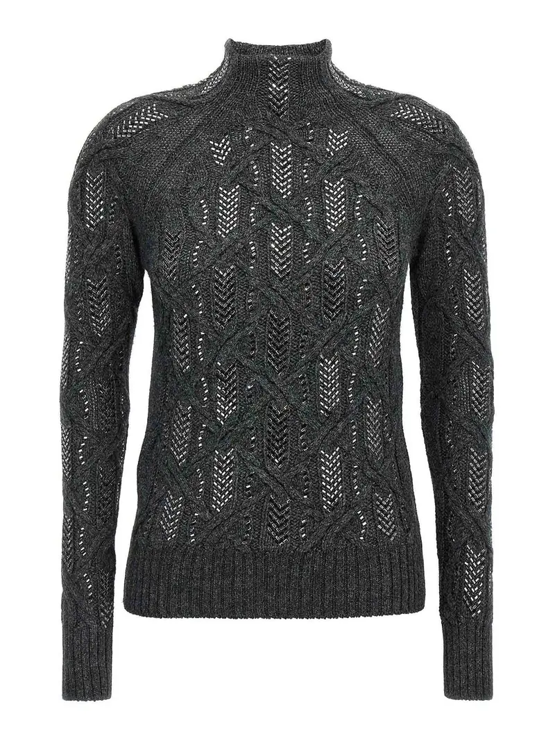 Maglione in treccia di cristallo Grigio