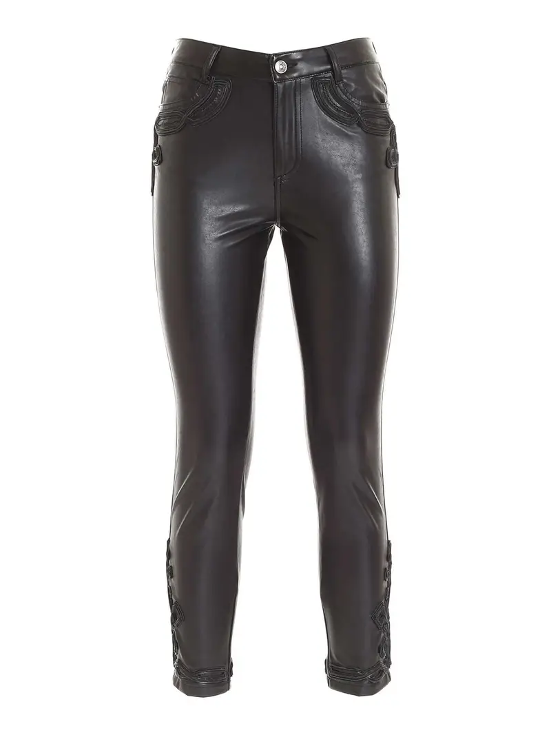 Pantalone in pelle sintetica nera Nero