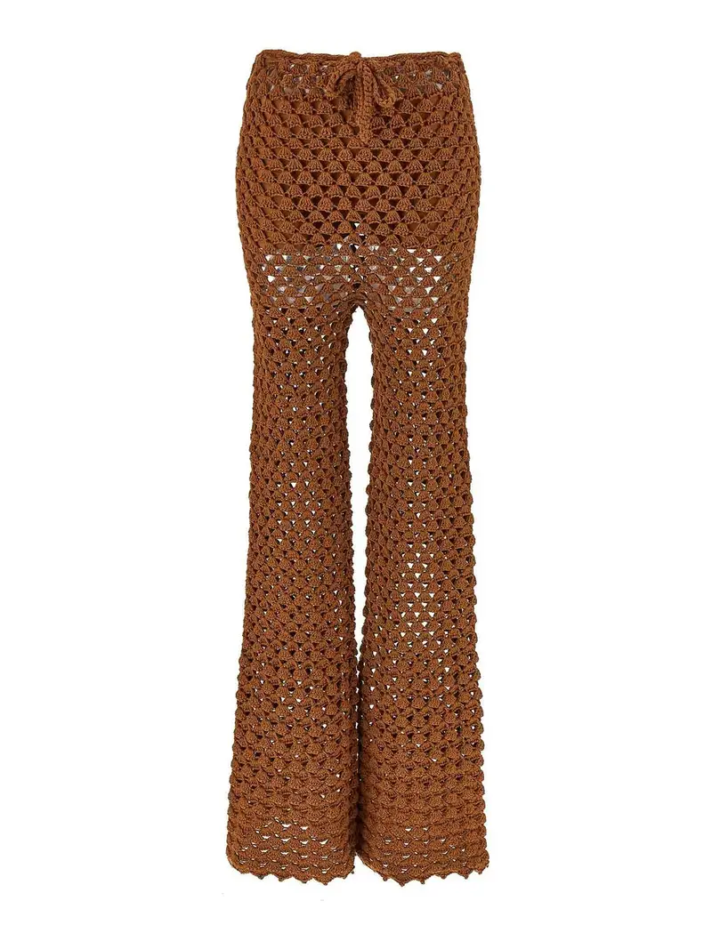 Pantaloni all'uncinetto Marrone