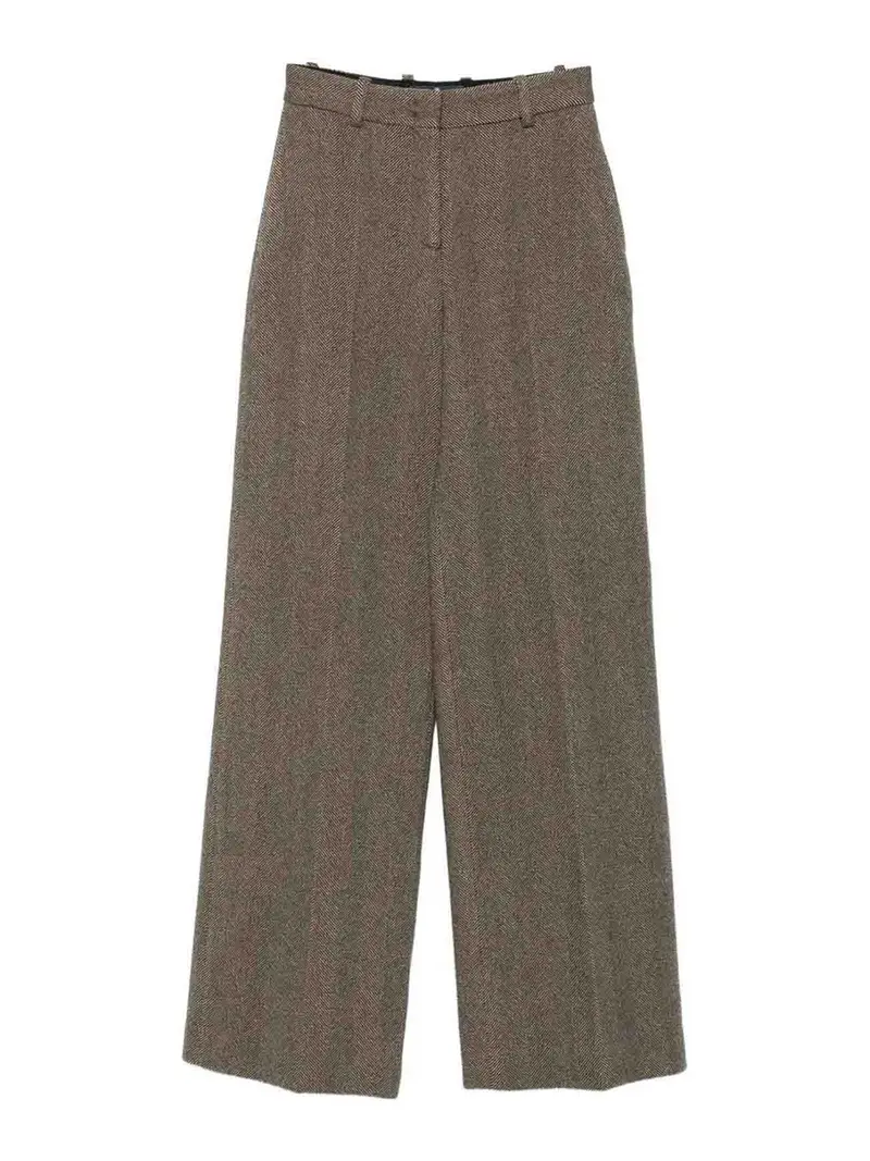 Pantaloni pied de poule Marrone
