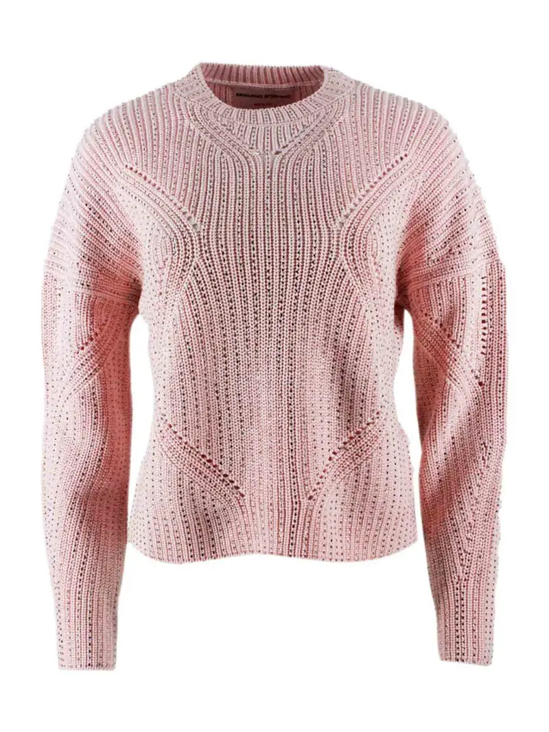 Pullover con strass rosa