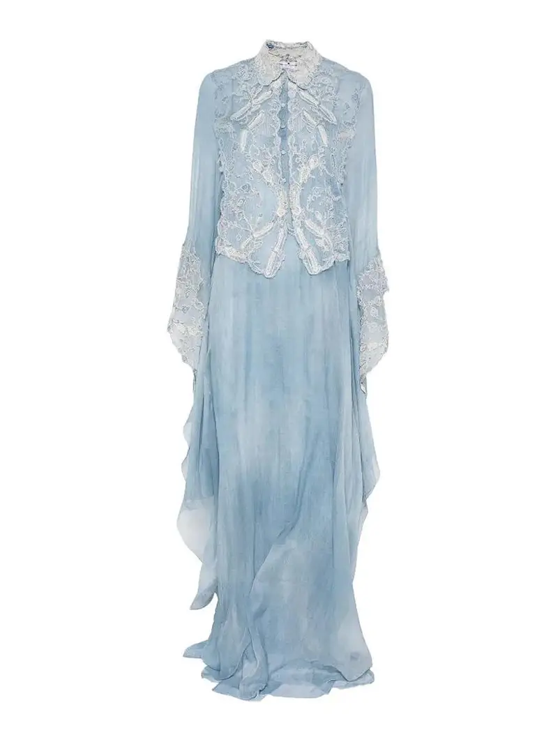 Vestito Con Ricamo Blu