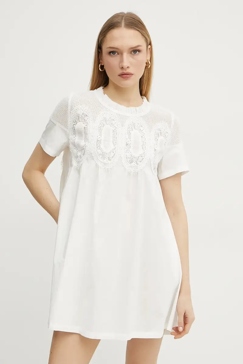 vestito in cotone colore bianco 56TQ037E36