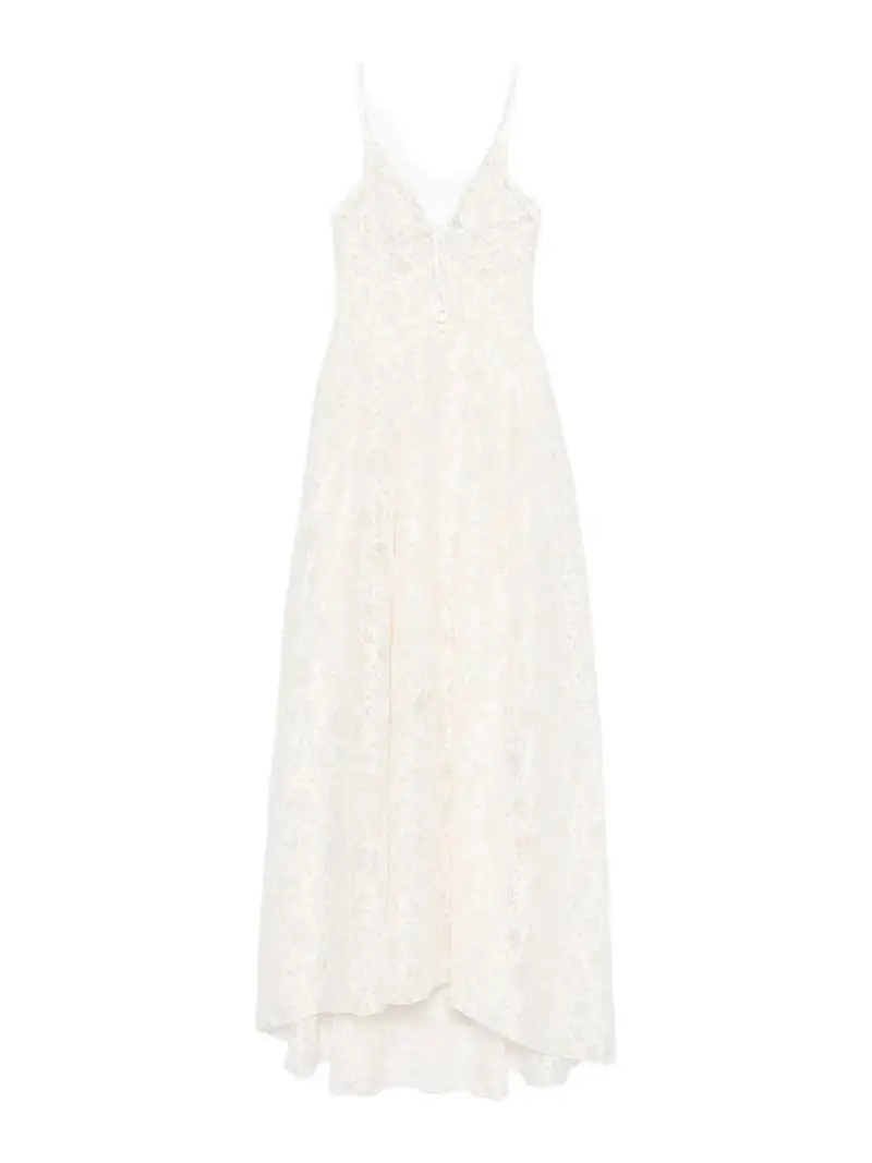 Vestito In Pizzo Di Cotone Beige Bianco