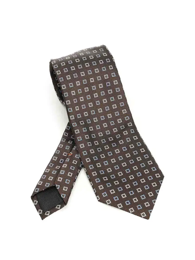 Cravatta di seta jacquard Marrone