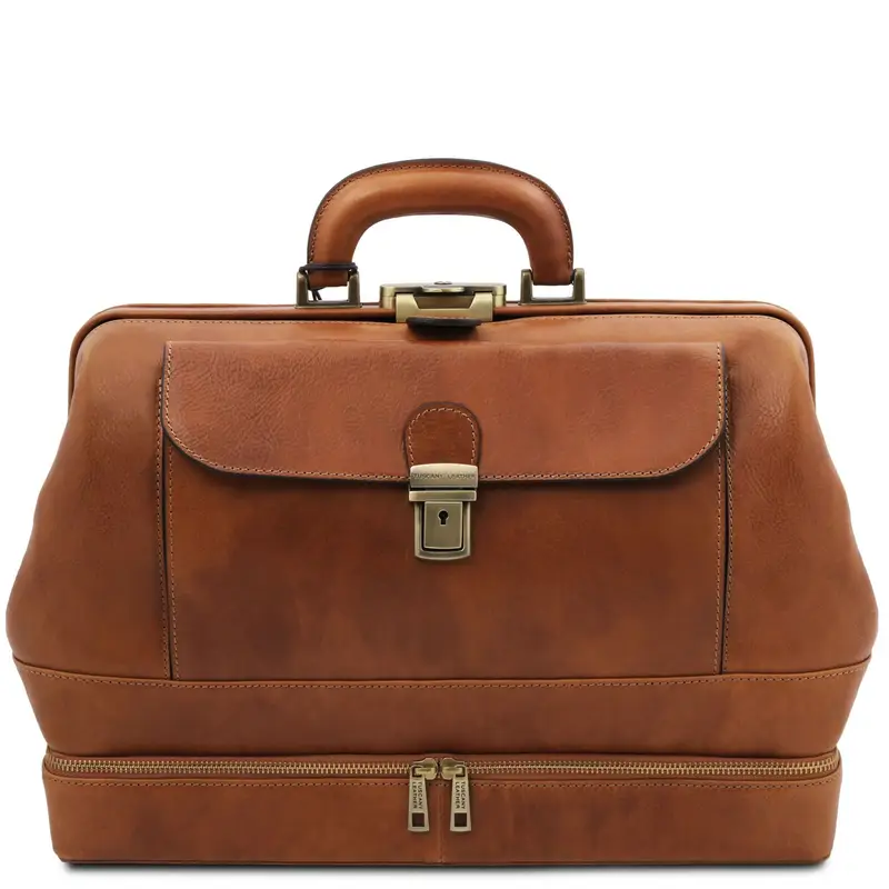 Esclusiva borsa medico in pelle con doppio fondo Naturale