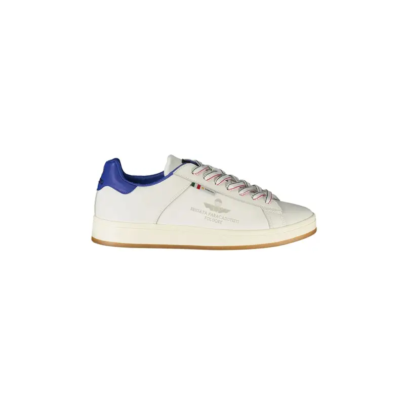 Scarpe Sportive Uomo Bianche Folgore con Dettagli Blu Bianco