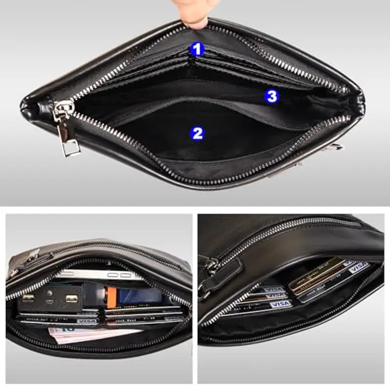 Eshow Borsello Uomo Nero 1597497 miniatura 3