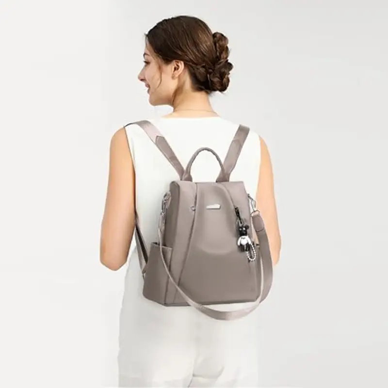 Eshow Zaino Da Donna Antifurto, Zainetto Multifunzionale, Borsa Casual ed Moda per Viaggio, Scuola, Lavoro, Shopping, Visite e Università Grigio miniatura 2