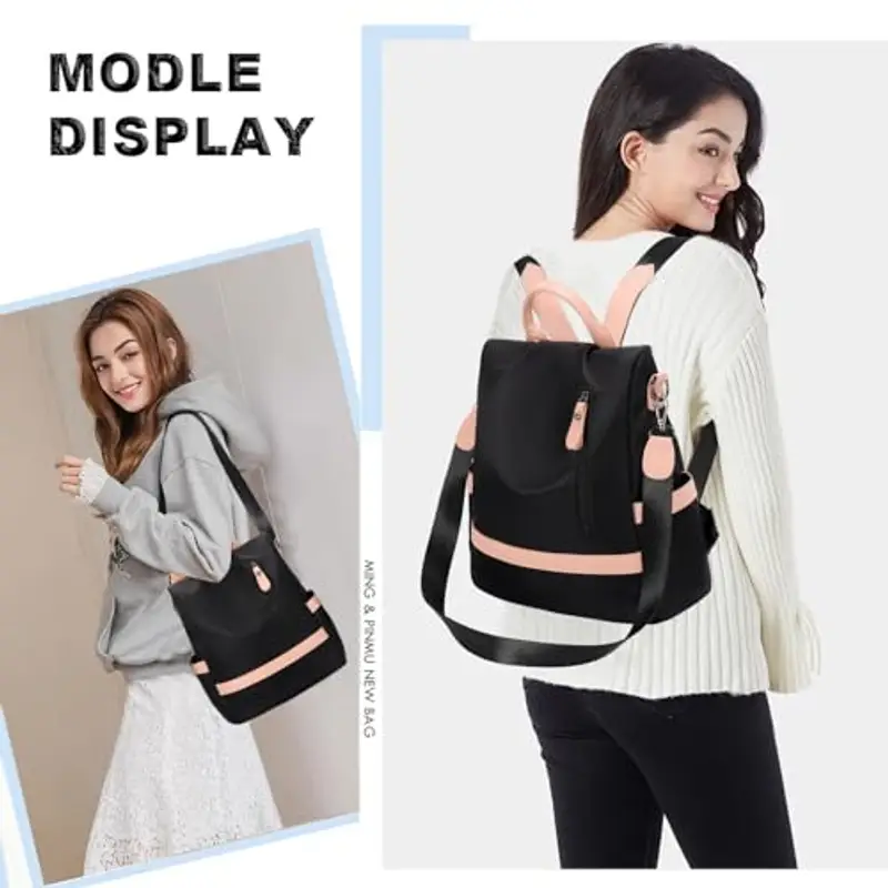 Eshow Zaino Donna Antifurto con Borsetta Inclusa, Zainetto Casual 3 in 1, Borsa Zaini per Viaggio Scuola Lavoro miniatura 2