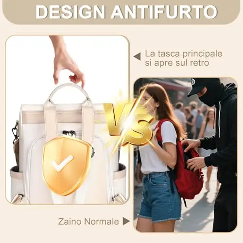 Eshow Zaino Donna Antifurto, Zainetto Casual 3 in 1, Borsa Zaini per Viaggio Scuola Lavoro Shopping e Università miniatura 3