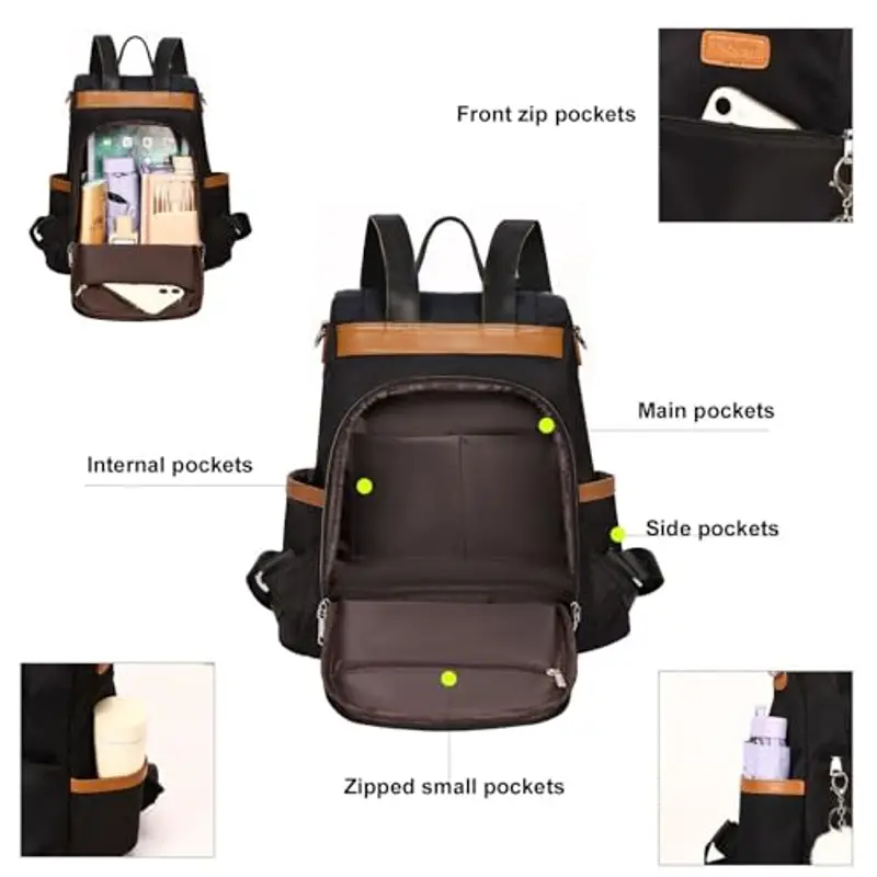 Eshow Zaino Donna Antifurto, Zainetto Elegante con Tracolla, Borsa Zaini 3 in 1 per Viaggio Scuola Lavoro Shopping miniatura 3