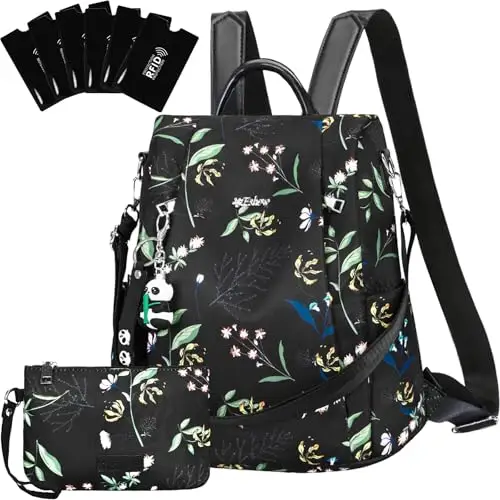 Eshow Zaino Donna Antifurto, Zainetto Multifunzionale, Borsa Casual ed Moda per Viaggio, Scuola, Lavoro, Shopping,