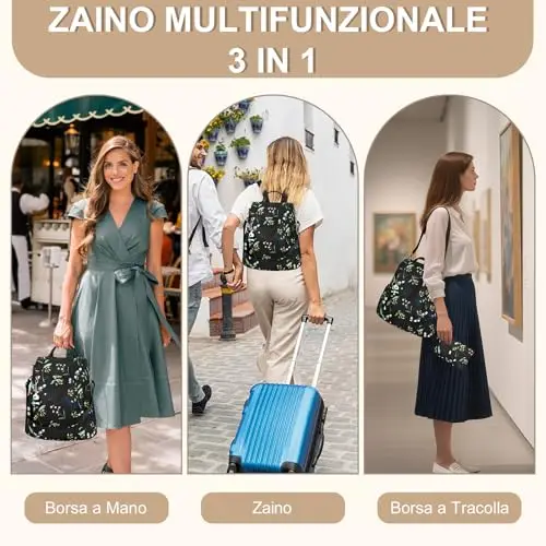 Eshow Zaino Donna Antifurto, Zainetto Multifunzionale, Borsa Casual ed Moda per Viaggio, Scuola, Lavoro, Shopping miniatura 2