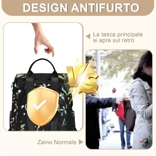 Eshow Zaino Donna Antifurto, Zainetto Multifunzionale, Borsa Casual ed Moda per Viaggio, Scuola, Lavoro, Shopping miniatura 3