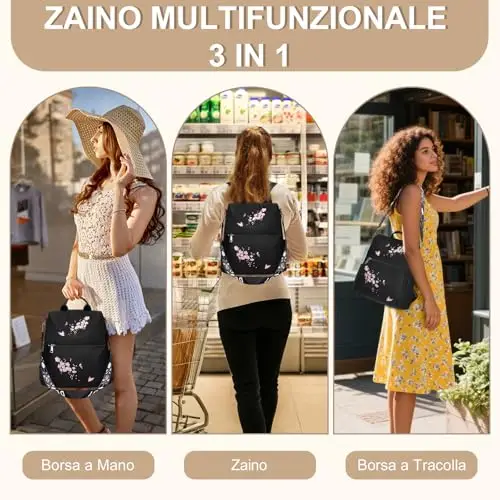 Eshow Zaino Donna, Zainetto Antifurto Multifunzionale, Borsa Casual ed Moda per Viaggio, Scuola, Lavoro, Shopping miniatura 2