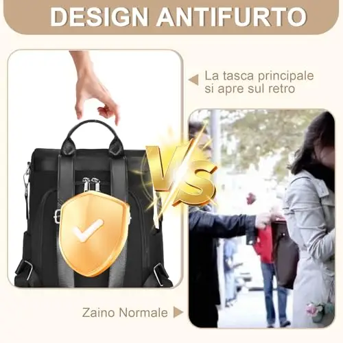 Eshow Zaino Donna, Zainetto Antifurto Multifunzionale, Borsa Casual ed Moda per Viaggio, Scuola, Lavoro, Shopping miniatura 3