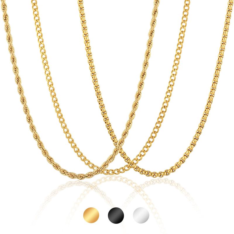 ESMOLY Collana Uomo Acciaio Inossidabile Cuban Chain Oro