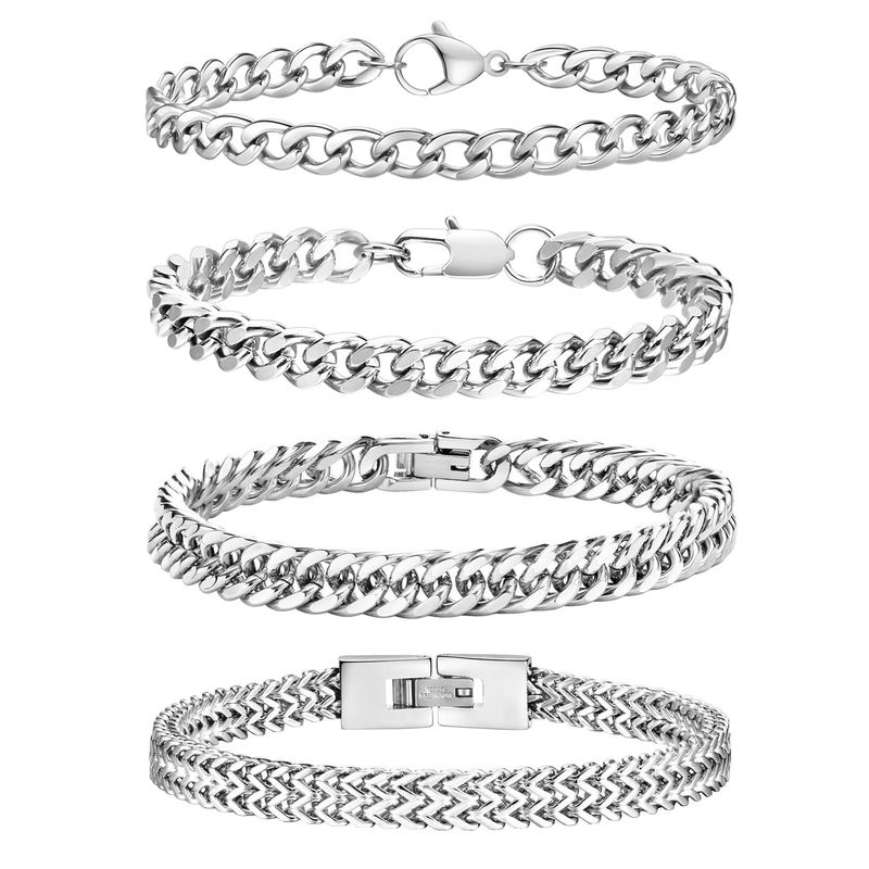 ESMOLY Bracciale Uomo Argento Oro Nero Catena Cubana