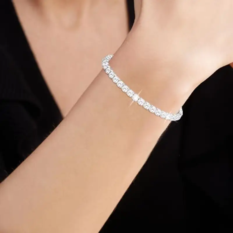 Esmoly Bracciale Donna Argento Bracciale Tennis con 12 Colori di Pietre Natali e 5A Sparkle Zircone Regolabile Regalo Compleanno Donna (04-Aprile) miniatura 2