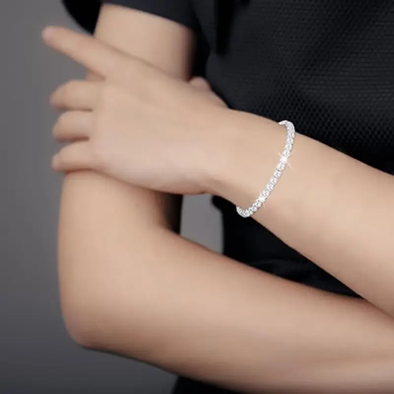 Esmoly Bracciale Donna Argento Bracciale Tennis con 12 Colori di Pietre Natali e 5A Sparkle Zircone Regolabile Regalo Compleanno Donna (04-Aprile) miniatura 3