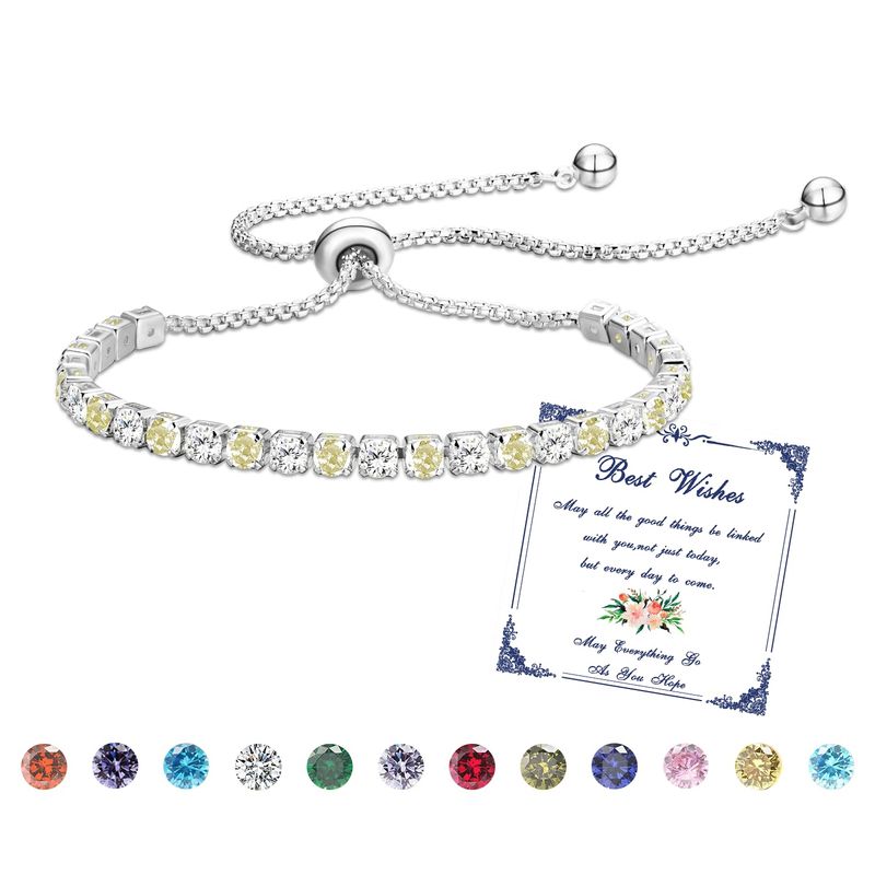 ESMOLY Bracciale Donna Argento Pietre Natali Zircone