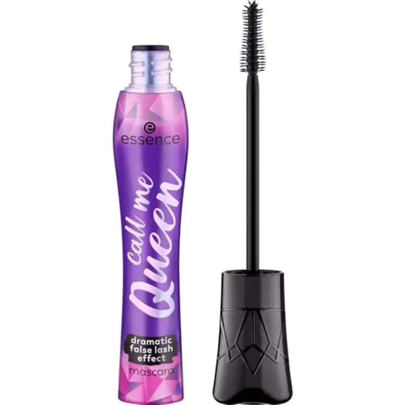essence call me Queen dramatic false lash effect mascara, nero, volumizzante, definitivo, allungante, vegano, senza particelle di microplastica, senza nanoparticelle, senza profumo, confezione da 1