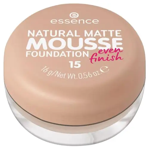 Essence Cosmetics Fondotinta Natural Matte Mousse, Opacizzante, Coprenza, Risultato Immediato, Opaca, 16 g