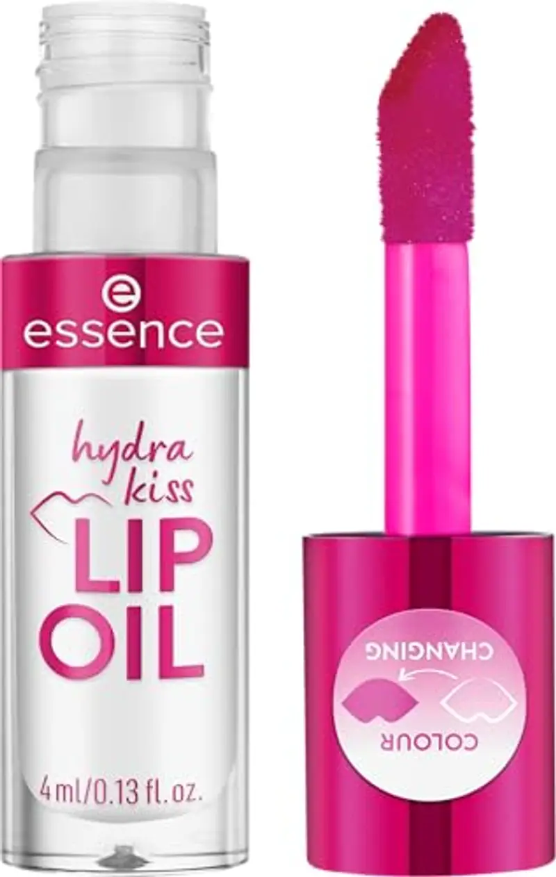 Essence Cosmetics Hydra Kiss Olio Labbra, Idratante, Curativo, con Oli, Lucida, Rugiadosa, 4 ml