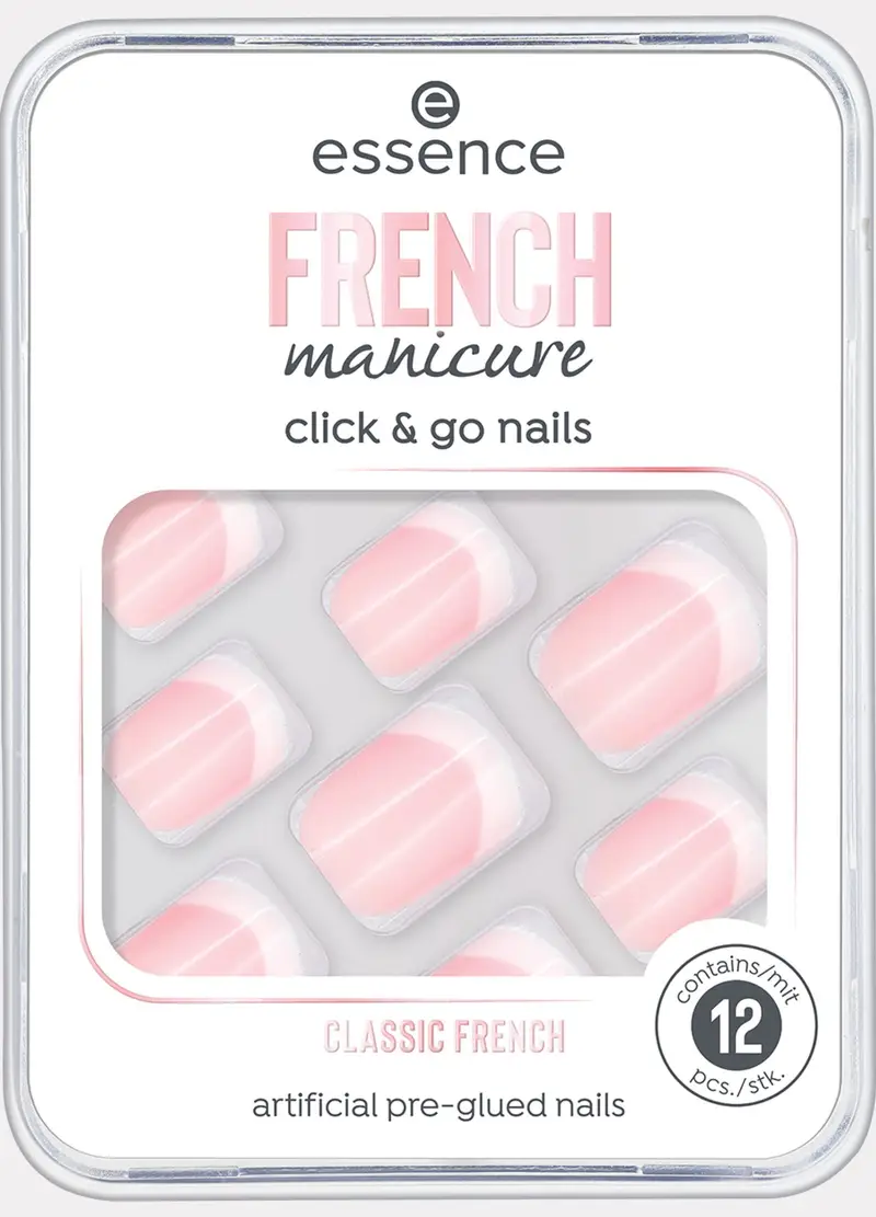 Essence French Manicure Click & Go Unghie Finte 01, Donna, Rosa chiaro