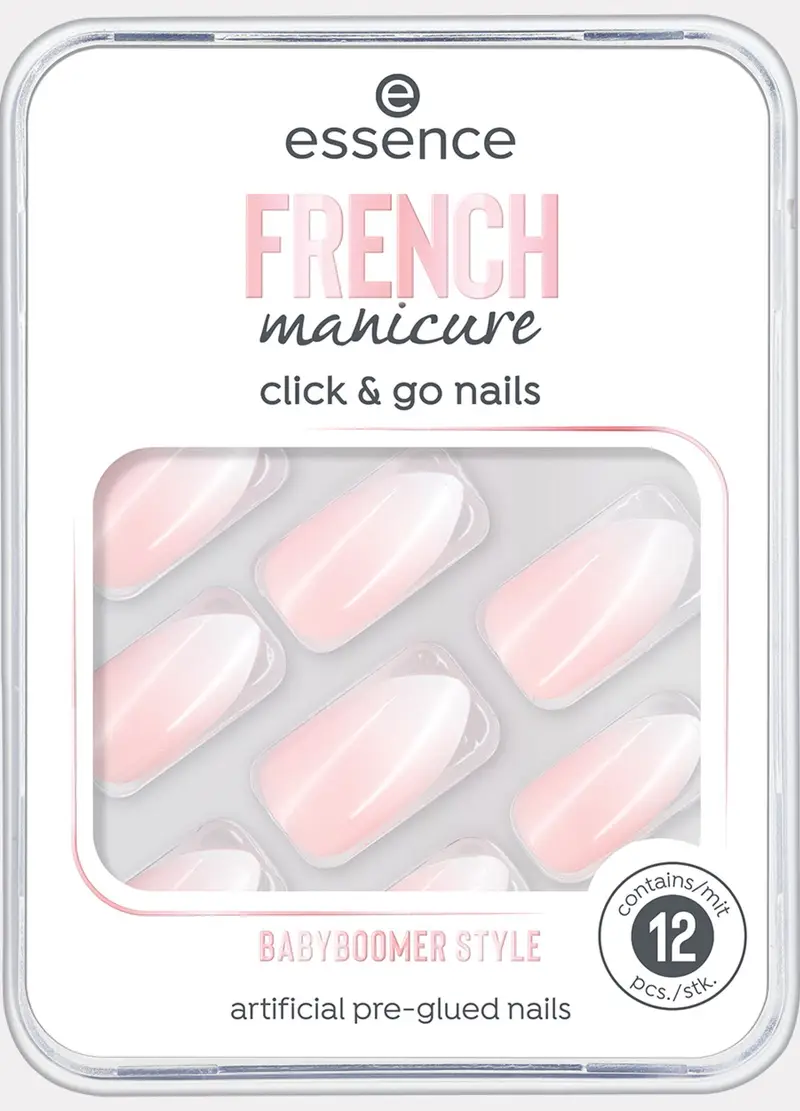 Essence French Manicure Click & Go Unghie Finte 02, Donna, Rosa