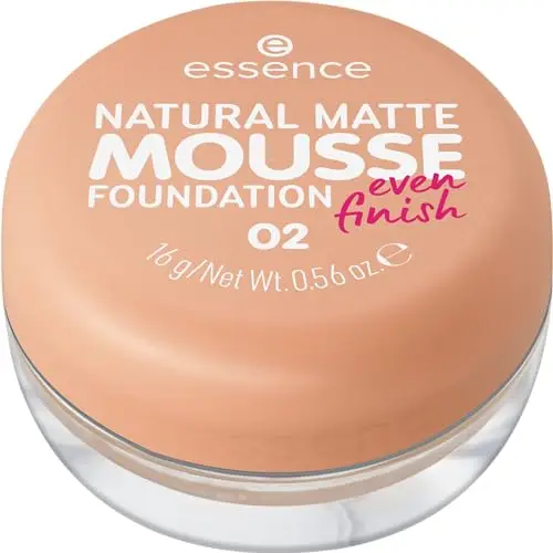 essence NATURAL MATTE MOUSSE FOUNDATION, N. 02 - Fondotinta effetto nude, opacizzante, coprente, risultato espresso,