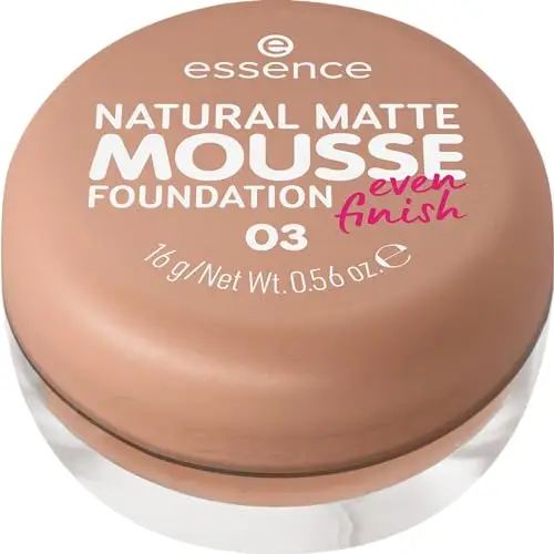 essence NATURAL MATTE MOUSSE FOUNDATION, N. 03 - Fondotinta effetto nude, opacizzante, coprente, risultato espresso,