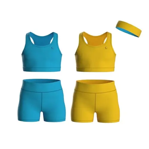Essenclo Girls Clothing Athletic Sets Sleeveless Crop Tank Tops & Bike Shorts Cheer, Gymnastics, Volleyball Size 3-16