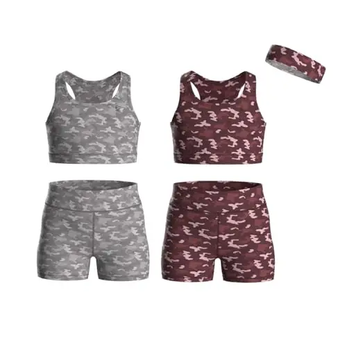 Essenclo Girls Clothing Athletic Sets Sleeveless Crop Tank Tops & Bike Shorts Cheer, Gymnastics, Volleyball Size 3-16
