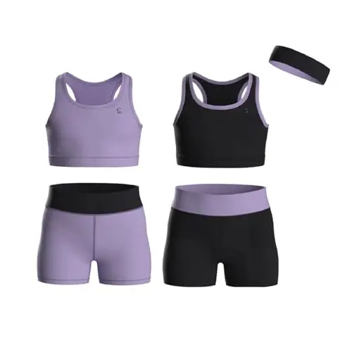 Essenclo Girls Clothing Athletic Sets Sleeveless Crop Tank Tops & Bike Shorts Cheer, Gymnastics, Volleyball Size 3-16