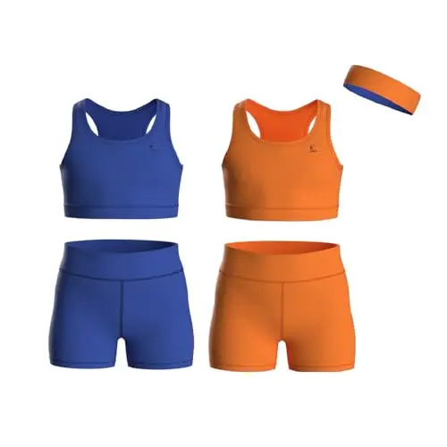 Essenclo Girls Clothing Athletic Sets Sleeveless Crop Tank Tops & Bike Shorts Cheer, Gymnastics, Volleyball Size 3-16