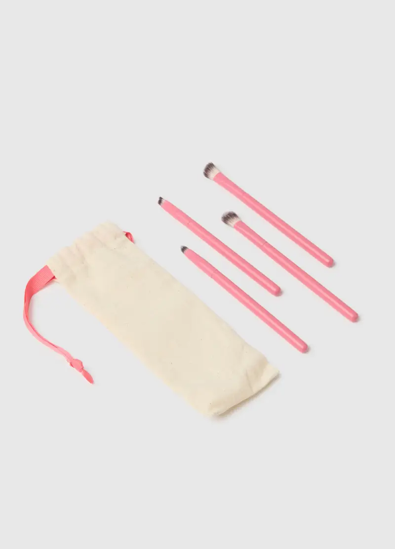Pink Essential Eyes Brush Set - Kit 4 Pennelli Occhi E Sopracciglia, Donna, Rosa miniatura 3