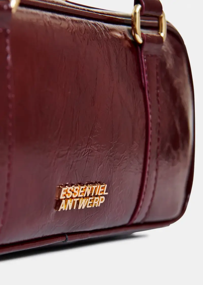 Borsa baguette a spalla vernice lucida bordeaux miniatura 2