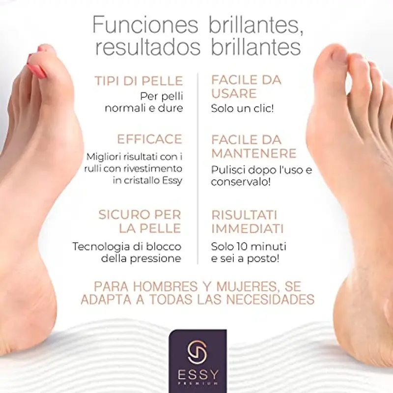 Essy Pedicure Elettrico Professionale Piedi Calli Talloni Screpolati Lima Elettrica per Piedi Togli Calli Pelle Secca Dura Raspa Piedi Professionale Esfoliante Kit per Duroni (Viola) miniatura 3