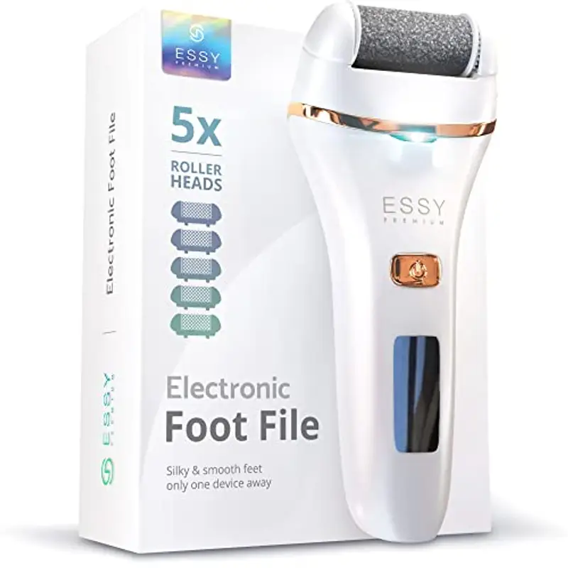 Essy Pedicure Elettrico Professionale Piedi Calli Talloni Screpolati Lima Elettrica per Piedi Togli Calli Pelle Secca Dura Raspa Piedi Professionale Esfoliante Kit per Duroni (White)