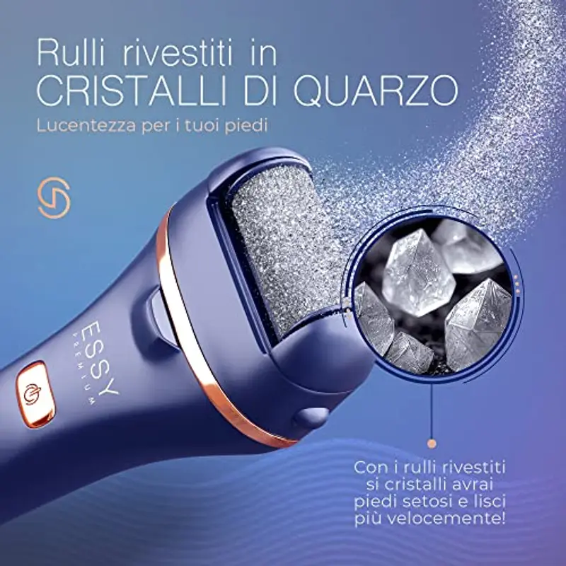 Essy Pedicure Elettrico Professionale Piedi con 5 Rulli Sostituibili Rimuovi Calli Piedi Elettrico Fresa Lima Talloni Cura Pulizia Calli e Duroni Rimozione Pedicure Macchinetta Professionale (Marina) miniatura 2