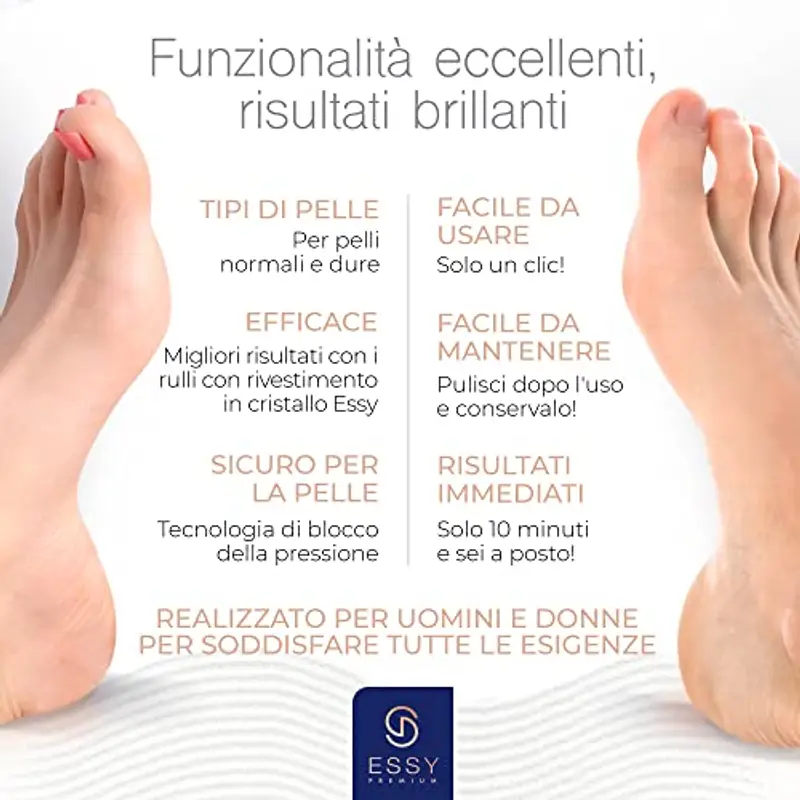 Essy Pedicure Elettrico Professionale Piedi con 5 Rulli Sostituibili Rimuovi Calli Piedi Elettrico Fresa Lima Talloni Cura Pulizia Calli e Duroni Rimozione Pedicure Macchinetta Professionale (Marina) miniatura 3