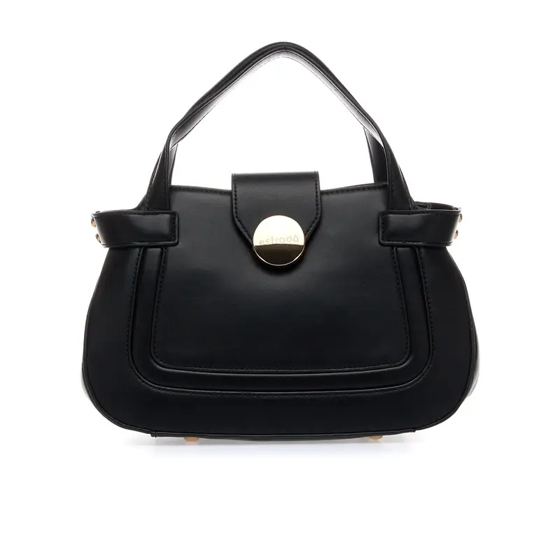 Bauletto nero con bottone con logo