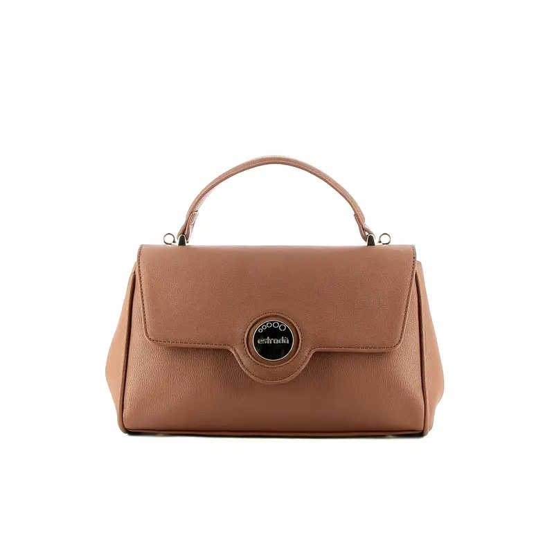 Borsa marrone con manico e tracolla