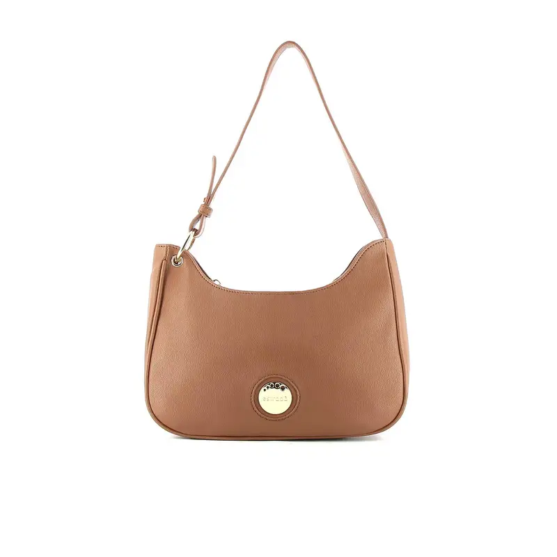 Borsetta marrone con zip e tracolla