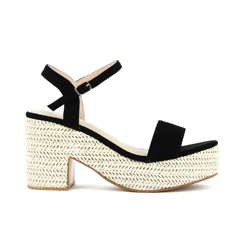 Sandali neri con tacco e plateau