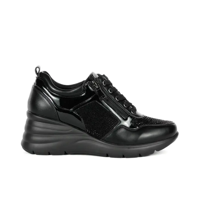 Sneakers nere con zeppa e strass