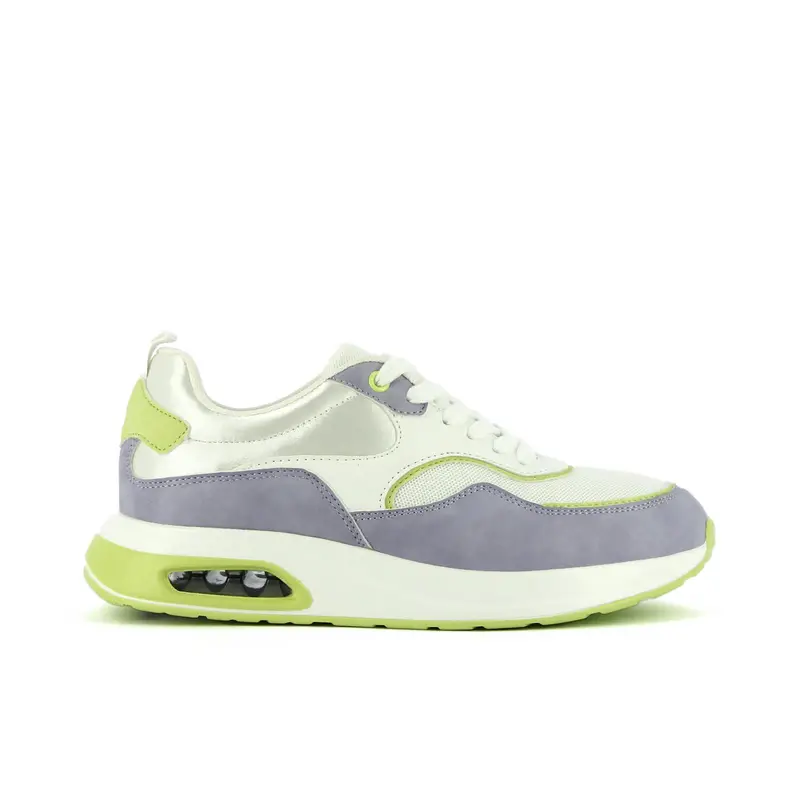 Sneakers bianche e lilla con cuscinetti di aria ammortizzanti