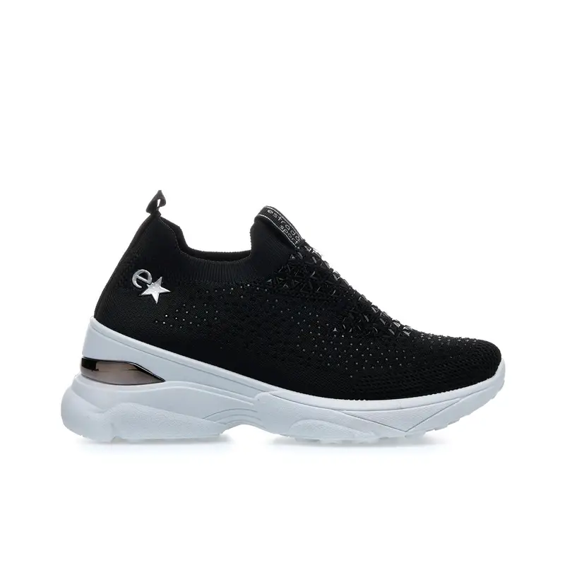 Sneakers nere a calza con strass